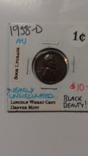 1958-D Lincoln Wheat Cent Denver Mint AU Bronze BN Small Cent Black Beauty
