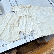 White Kids Unisex Christening Outfit Set Dress  Bonnet Short Sleeve