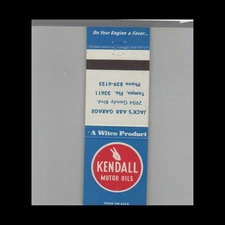 Matchbook Cover Kendall Motor Oils Tampa, FL