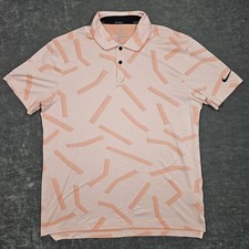 Nike Dri-FIT Polo Shirt Men Medium Pink Geometric AOP Golf Print Performance Top