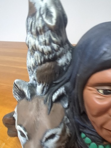 Vintage Indianer Indianer Mann & Wolf Wölfe Keramik Figur Skulptur - Bild 5 von 24