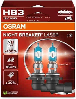Osram Night Breaker Laser +150% Light HB3 Headlight Bulbs (Twin) [9005NL-2HB] - Image 1 of 4