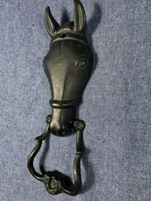 Vintage Horse Head Door Knocker Bit Farmhouse Cast Iron 8 Inches
