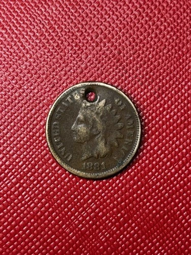 1881 Indian Head Cent Very Good Condition Holed Exact Coin Pictured #A227