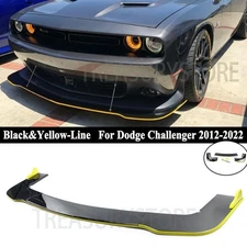 For Dodge Challenger SRT RT 12-2022 Front Bumper Lip Splitter Gloss Yellow Line