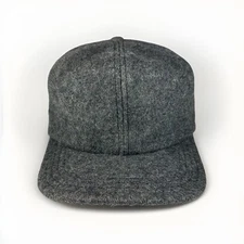 Vintage Wool Baseball Cap w/ Ear Flaps, Gray Trapper Hat, Small, MADE IN USA