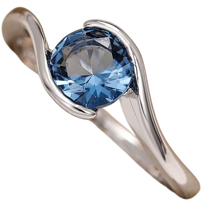 Ring mit blauem Zirkonia edel geschwungen 925 Silber plattiert sehr elegant cool