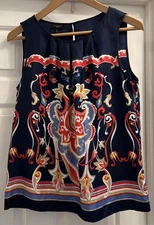 Talbots Women’s 100% Silk Damask Sleeveless Top Size 8 Petite