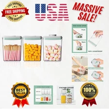 Set of 3 Airtight Food Storage Containers with Lids - 1.2 QT Stackable Design