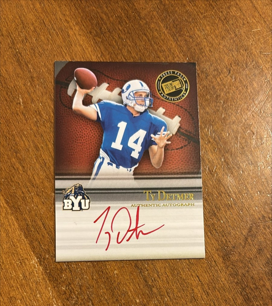 Ty Detmer 2008 Press Pass Bowl Edition Red Ink Auto SSTD BYU Packers Eagles /148