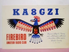 QSL card Hamilton OH firebird amateur radio club 1987