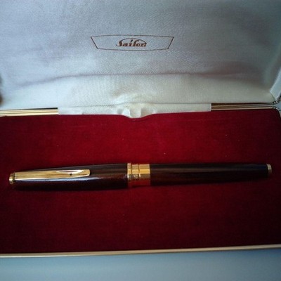 Sailor First Ebony Wood 18K Fountain Pen Vintage Boxed Japan Rare
