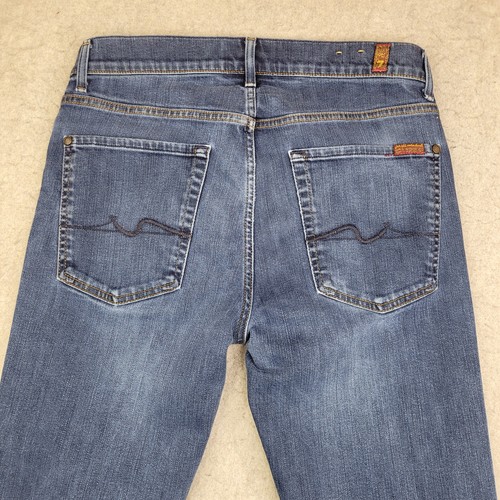 7 For All Mankind Jeans Mens 32x28 Blue Medium Wash Stretch Slimmy - Picture 6 of 12