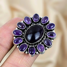 925 Sterling Silver Ring Amethyst Gemstone Ring Silver Statement Ring
