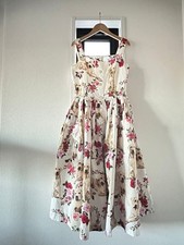 Used Dolce & Gabbana Floral Dog Print Camisole Dress Size 42 White