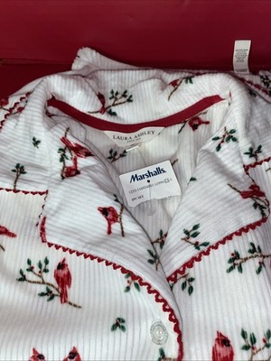 NWT Laura Ashley Christmas Soft White Button Down Pajama Set Size M