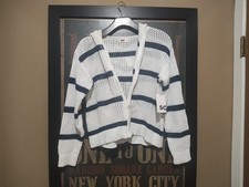 So Girls Zip Front Hoodie New Navy And White Stripes Size XL 14/16
