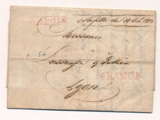 LETTRE NAPOLI PAR ESTAFETTE FRANCA POUR LYON FRANCE 1813 COVER NAPOLI