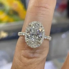 Diamond Engagement Wedding Ring 3.50Ct Oval Cut Lab Grown 14K White Gold