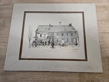 VTG THE DOBBIN HOUSE GETTYSBURG, PA 14" MATTED SIGNED PRINT 66/200 JANE DIERICKX