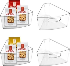 Lazy Susan Organizer Bins, Corner Cabinet Organizer, Plastic Corner Kitchen C...