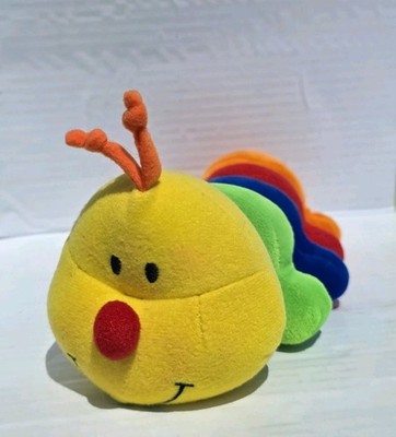 KIDS II Caterpillar Baby Toy Plush Stuffed Rattle Bell 1994 Colorful Rainbow 10''