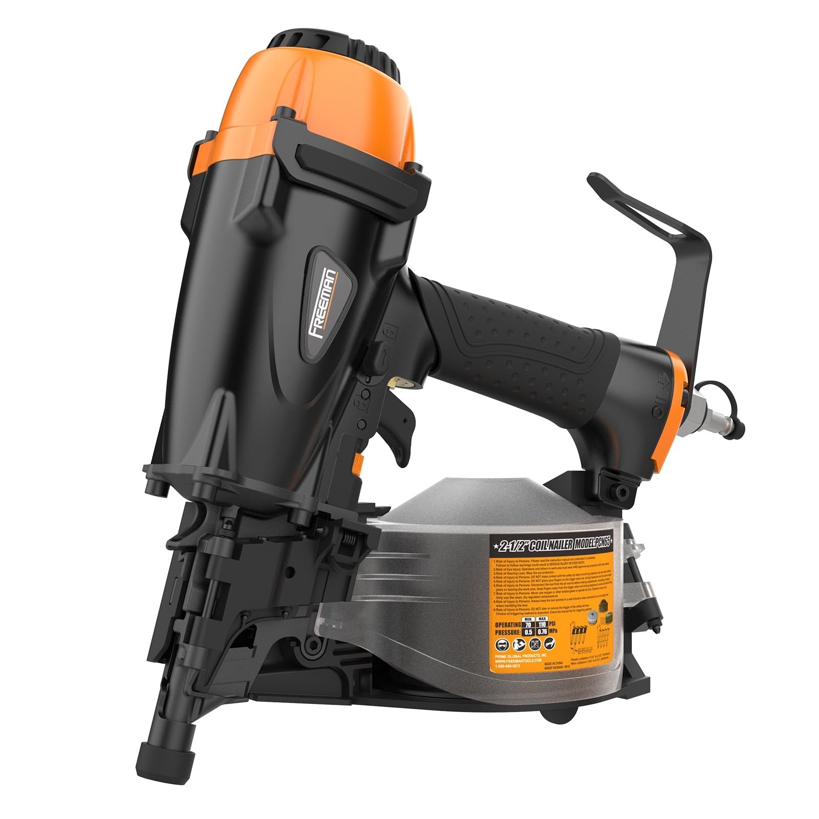 Freeman Pneumatic 15 Degree 2-1/2" Coil Siding Nailer with Adjustable Metal B...