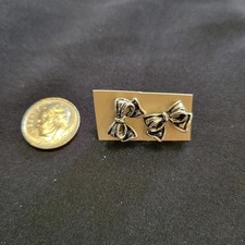 New Silver Tone Bow Stud Earrings