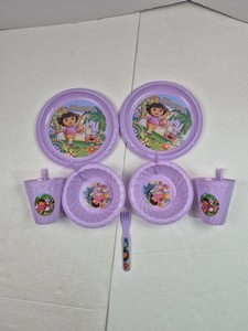 Dora The Explorer  Zak Designs Bowl Plate Cup Fork 2011 Boots Nickelodeon Rare