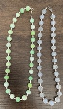 2 - 18  Glass Necklaces - One Green, One Clear/Grey Crackle Bead