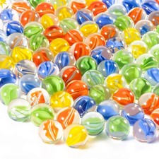 Sukh Glass Marbles - Bulk 98Pcs Cat Eye Mix 4 Colors Medium Sized Thick Marble D
