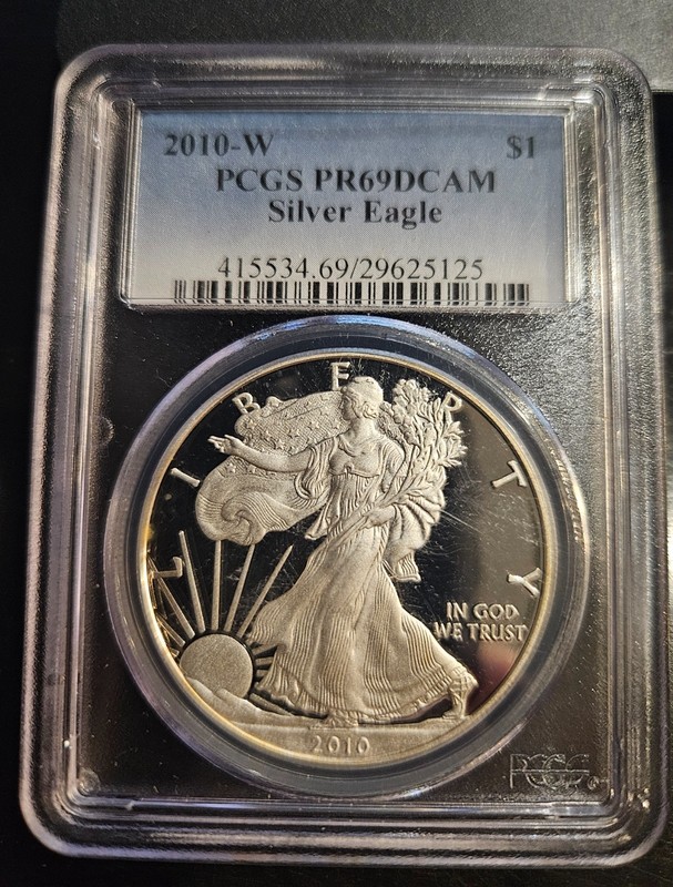 Z - 2010-W American 0.999 Silver Eagle $1 1oz PCGS PR69DCAM