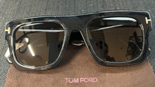 Tom Ford Fausto FT0711 Sunglasses Black Frames Grey Smoky Square Lenses Case