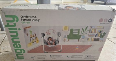 Ingenuity Comfort 2 Go Compact Portable 6-Speed Cushioned Baby Swing with Music,