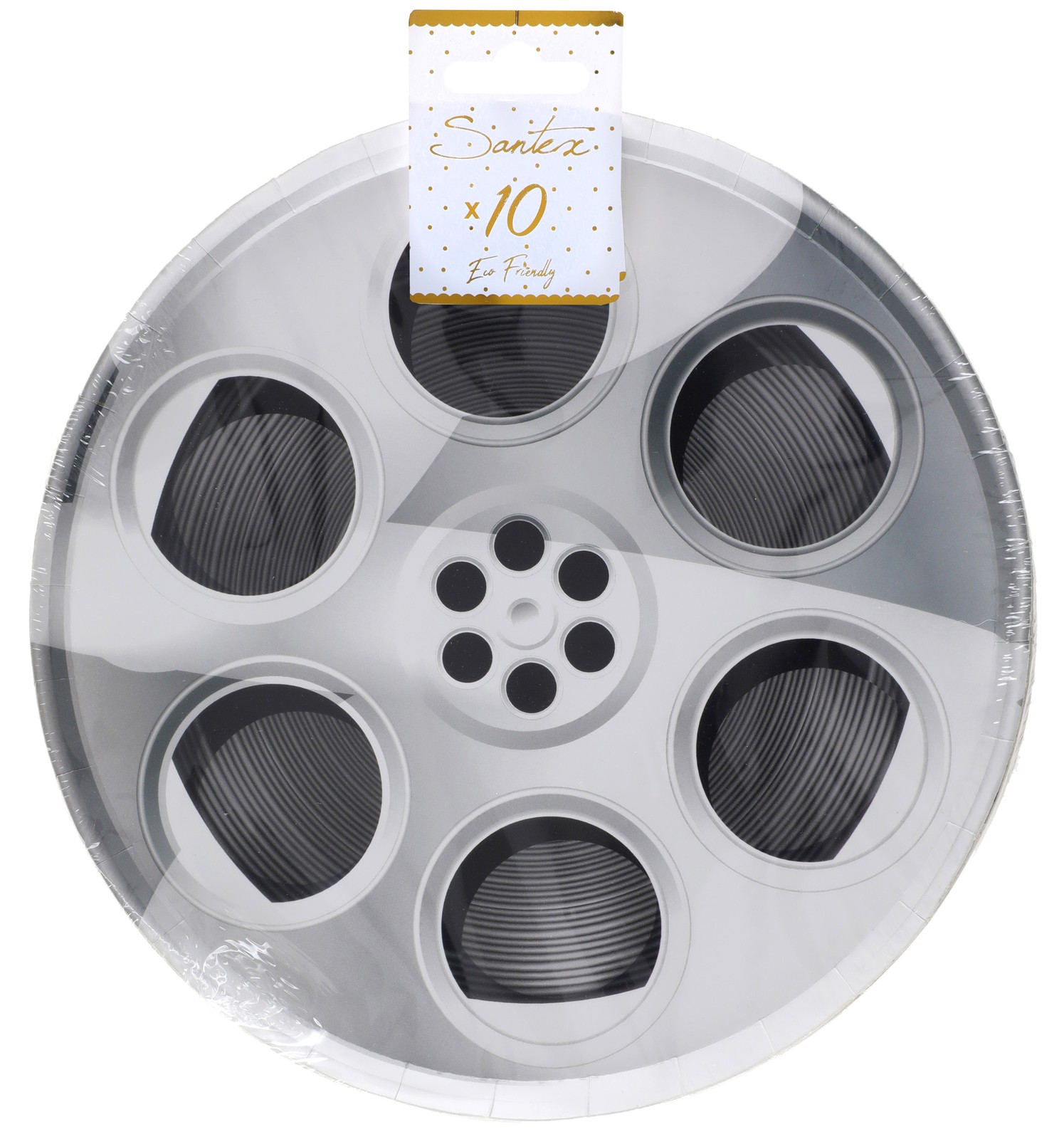 Hollywood Party Paper Plates Film Reel Design Pack of 10 – Movie Night Tableware