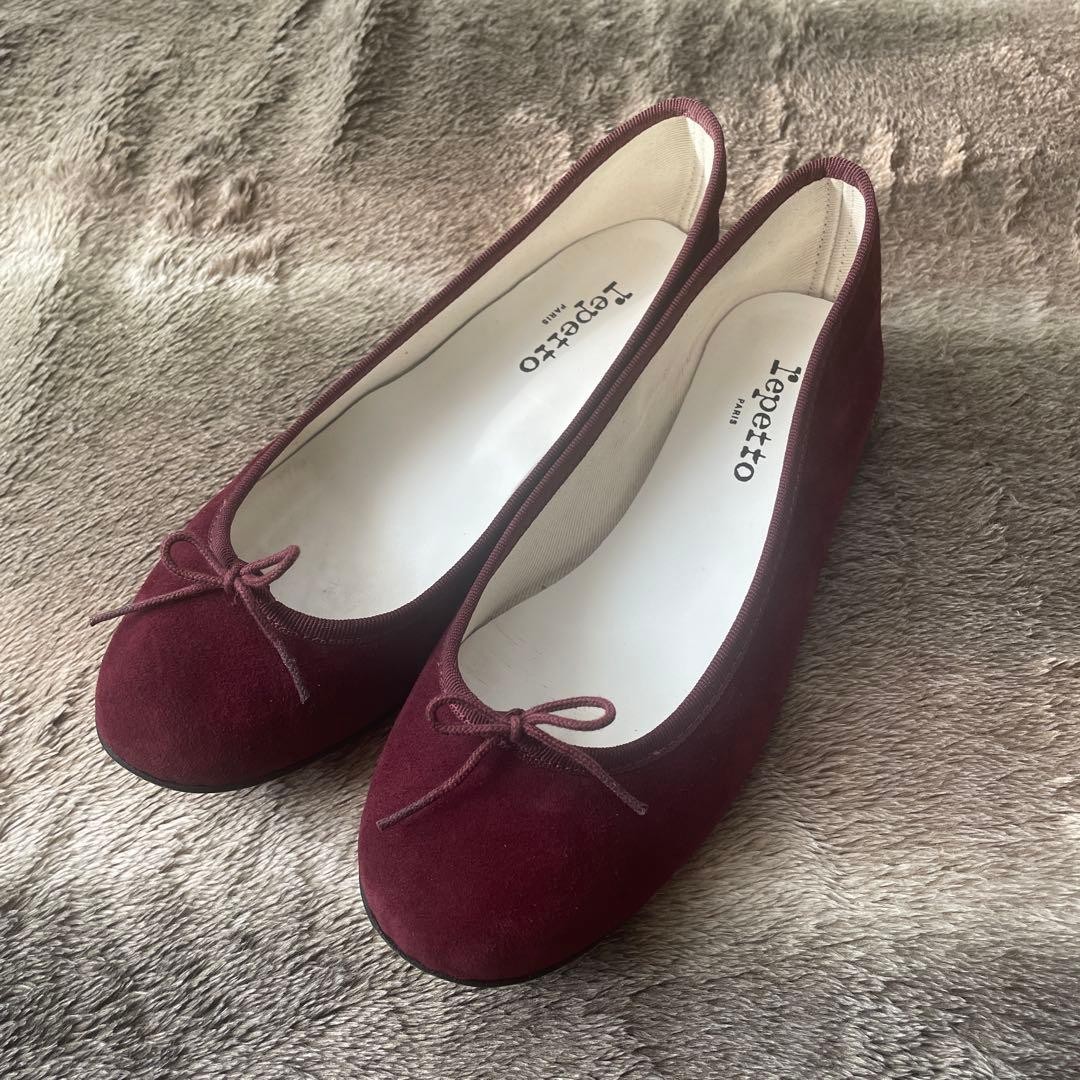 Rare Repetto Cendrillon Ballet Flats Bordeaux Suede Size 39