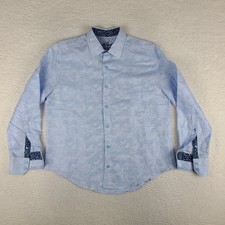 Robert Graham Dress Shirt Mens Medium Blue White Preppy Clubbing Button Up