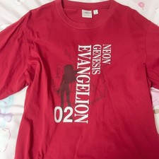 GU Evangelion Graphic Collaboration T shirt Short Sleeve Red Asuka