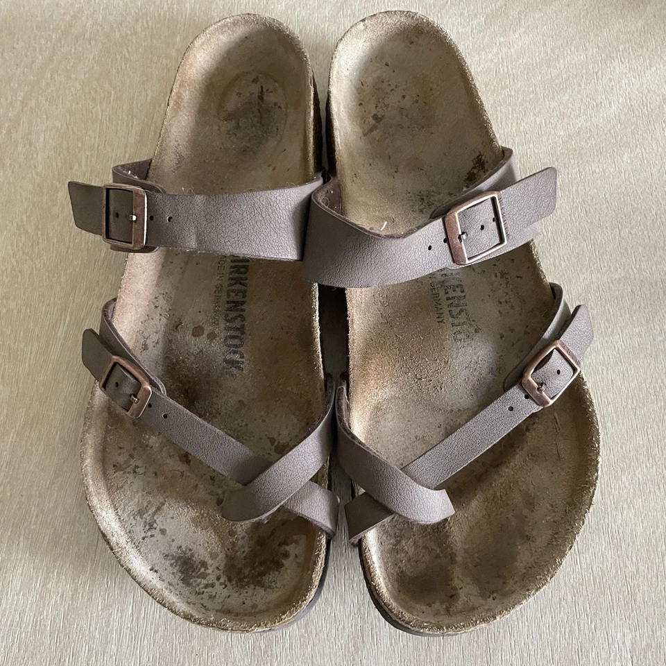 Sandalia Birkenstock Mayari Talla 42 Cuero Engrasado Tabaco Marrón Corcho Plantilla Foto 2 de 4