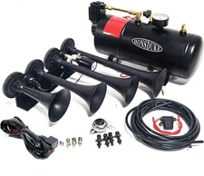 Train Horn Kit Loud System 4 Trumpets 1G Air Tank 150PSI For Car Truck Pickup
