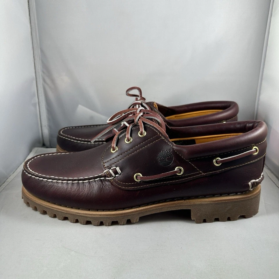 NUEVO Zapatos Timberland Icon 3 Ojos Clásicos Cosidos a Mano para Hombres 9 Borgoña Redondos $190 Foto 3 de 4