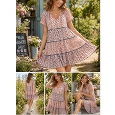 Urban Outfitters Pippa Mini Dress Chiffon Tiered Size S Boho Cottagecore Coastal