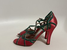Vtg Prada Pink Satin Green Suede Heels 35.5