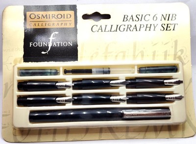 Osmiroid Basic 6-Nib Calligraphy Set   Easy-Change Dip Pen Kit Sealed Vintage