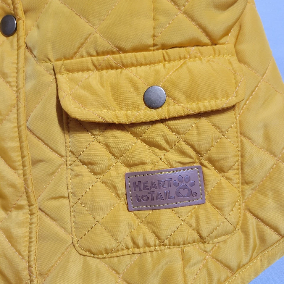 Heart To Tail Dog Yellow Quilted Flannel Lined Vest With Pockets Size Large - Image 2 of 4
