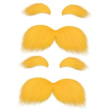 2 Pack Yellow Mustache and Eyebrows, Funny Haloween Costume Accessories for