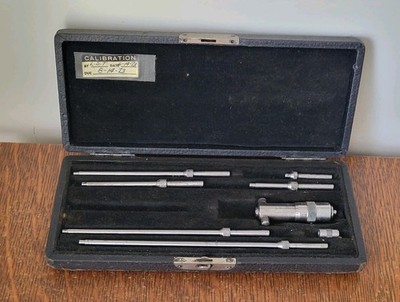 Vintage L. S. Starrett No. 124  Inside Micrometer Set w/(6) Rods (2-8'') & Case