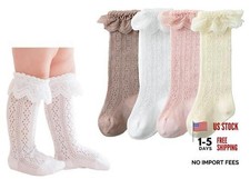 Toddler Baby Girls Knee Hight Stocking Cotton Socks 0 3-12 Months 4 Pairs Lace