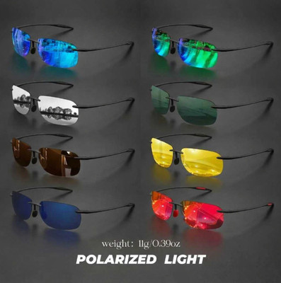Rimless TR90 Sunglasses Polarized UV400 Lenses Lightweight Outdoor Men Glasses