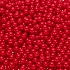 1000Pcs Faux Pearl for Crafting 8mm No Hole ABS Round Pearls Beads Red